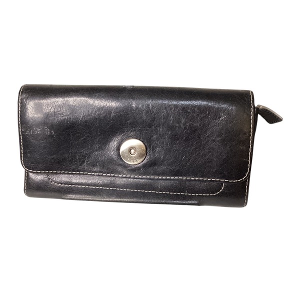 Hype‎ Black Leather Wallet Clutch Snap Closure Card Holder Organizer EUC - Picture 1 of 11
